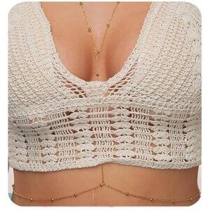 Gold Body Chain for Women 14k Gold Plated Sexy Bra Chain Summer Beach Bikini Lay